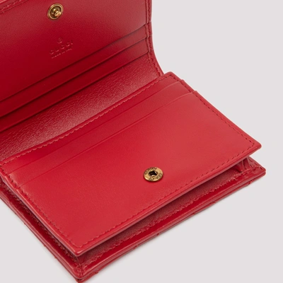 Shop Gucci Gg Marmont Card Case Wallet In Red