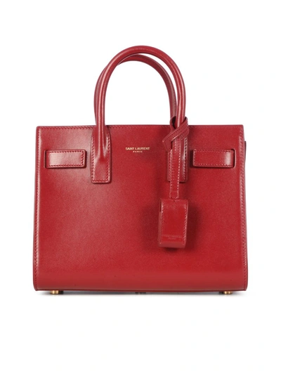 Shop Saint Laurent Classic Sac De Jour Nano Tote Bag In Red