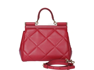 Shop Dolce & Gabbana Sicily Medium Top Handle Bag In Red