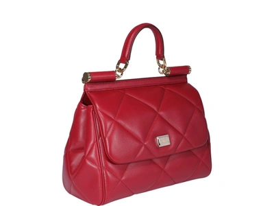 Shop Dolce & Gabbana Sicily Medium Top Handle Bag In Red