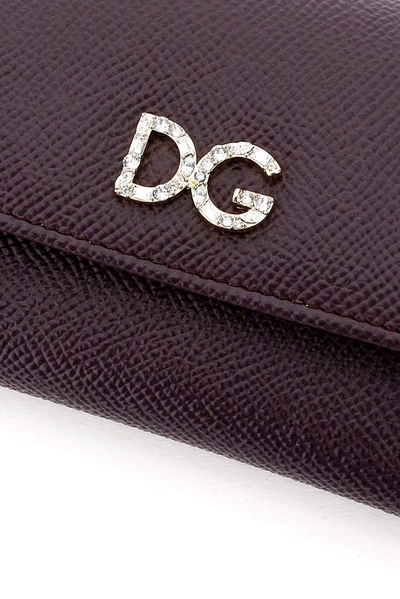 Shop Dolce & Gabbana Logo Plaque Embellished Wallet In Purple