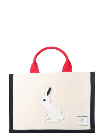 Shop Thom Browne Animal Icon Tote Bag In White