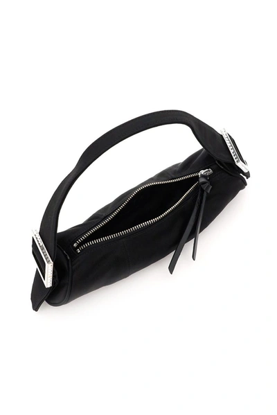Shop By Far Kubi Satin Top Handle Bag In Black