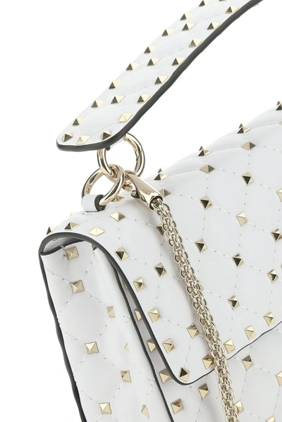 Shop Valentino Garavani Rockstud Medium Spike Shoulder Bag In White