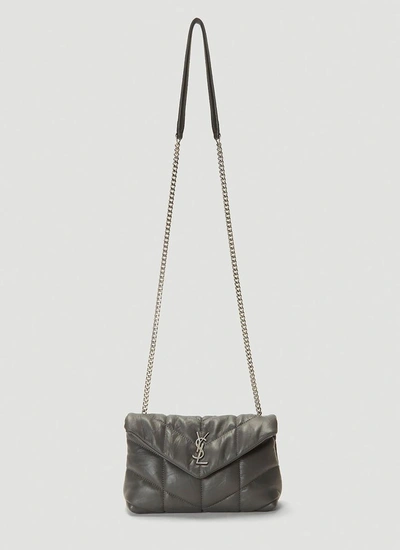 Shop Saint Laurent Loulou Puffer Toy Shoulder Bag In Grey