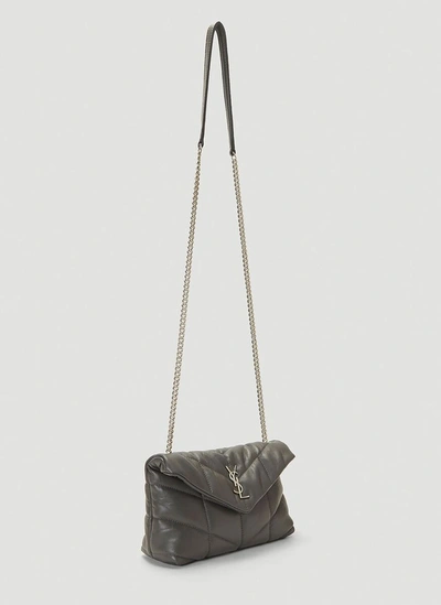 Shop Saint Laurent Loulou Puffer Toy Shoulder Bag In Grey