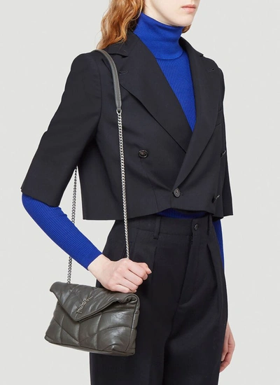 Shop Saint Laurent Loulou Puffer Toy Shoulder Bag In Grey