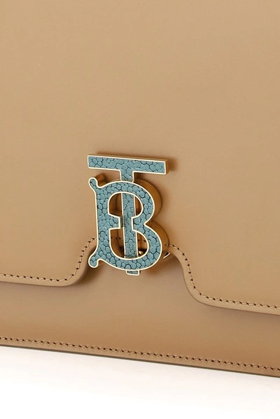 Shop Burberry Tb Logo Medium Shoulder Bag In Beige