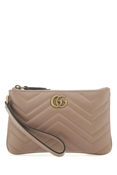 Shop Gucci Gg Marmont Wrist Wallet In Beige