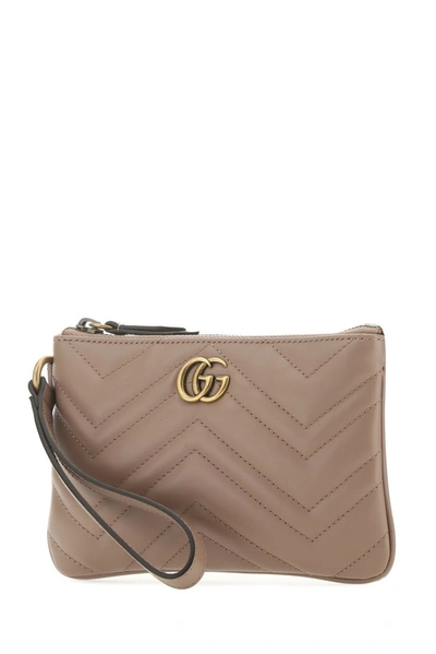 Shop Gucci Gg Marmont Wrist Wallet In Beige