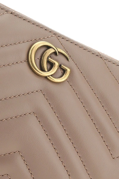 Shop Gucci Gg Marmont Wrist Wallet In Beige