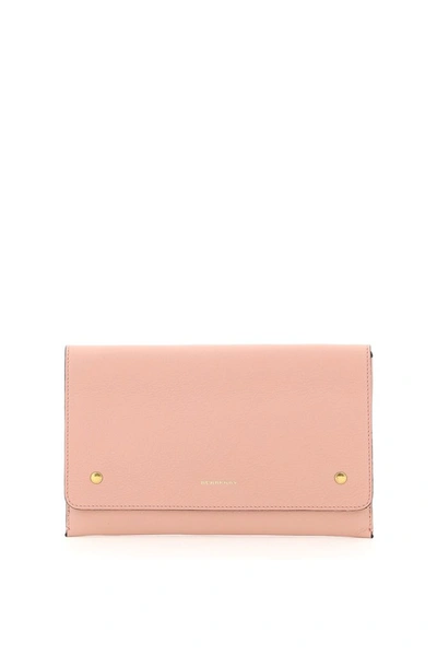 Shop Burberry Logo Print Clutch Bag In Pink