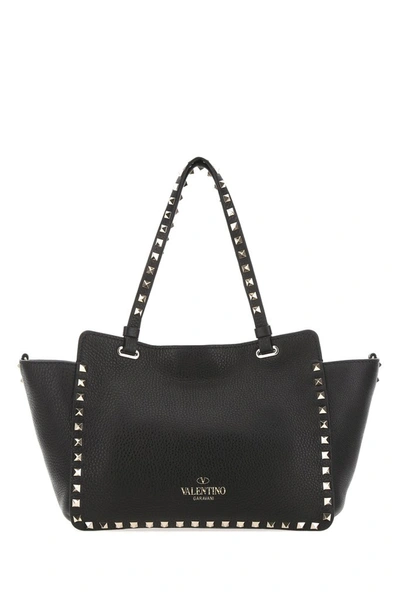 Shop Valentino Garvani Small Rockstud Tote Bag In Black