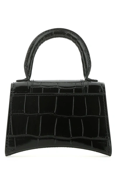 Shop Balenciaga Hourglass Mini Top Handle Shoulder Bag In Black