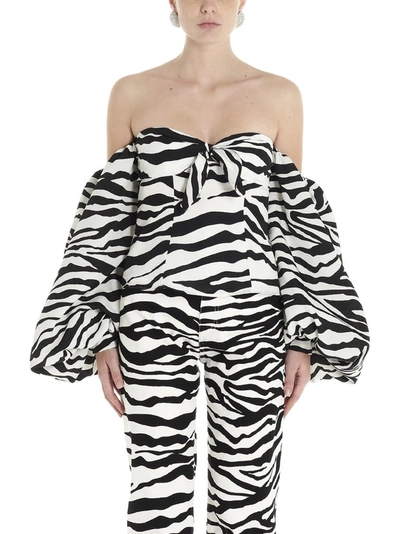 Shop Attico Zebra Print Blouse Top In Multi