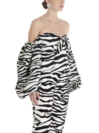 Shop Attico Zebra Print Blouse Top In Multi