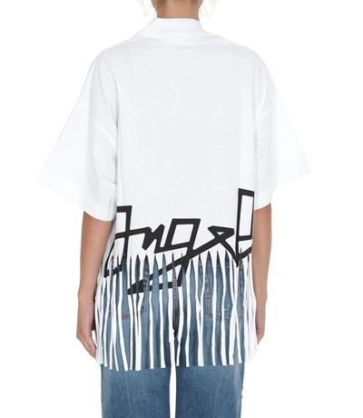 Shop Palm Angels Logo Fringed T In White