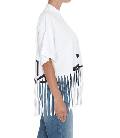 Shop Palm Angels Logo Fringed T In White