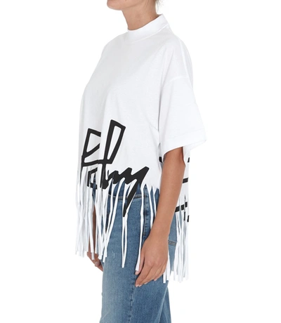 Shop Palm Angels Logo Fringed T In White
