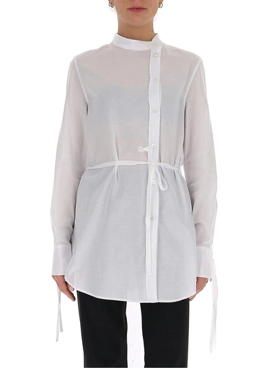 Shop Ann Demeulemeester Collarless Asymmetric Blouse In White