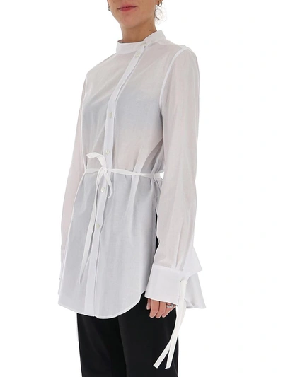 Shop Ann Demeulemeester Collarless Asymmetric Blouse In White