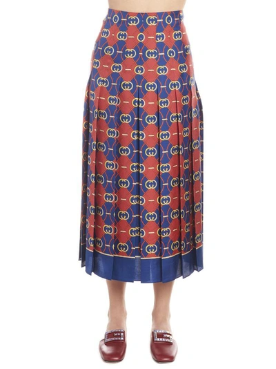 Shop Gucci Gg Waves Pleated Skirt In Multi