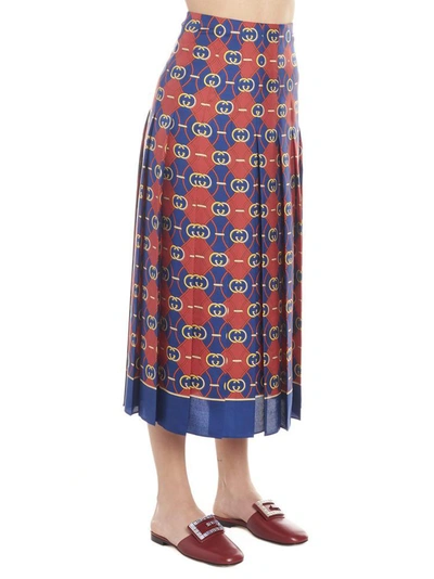 Shop Gucci Gg Waves Pleated Skirt In Multi