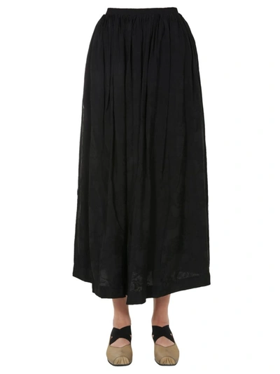 Shop Uma Wang Jacquard Pleated Skirt In Black