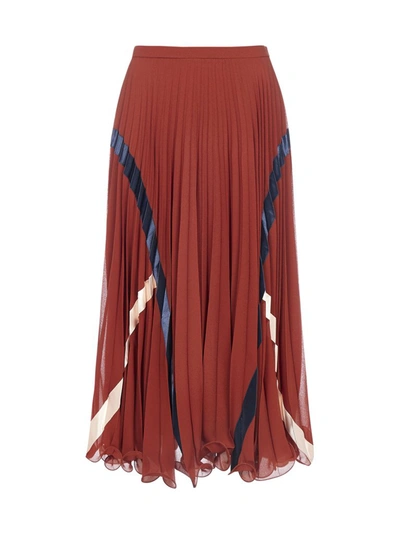 Shop See By Chloé Pleated Midi Skirt In Brown