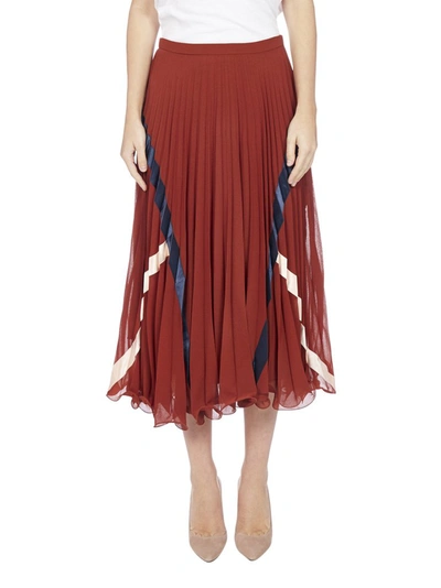 Shop See By Chloé Pleated Midi Skirt In Brown