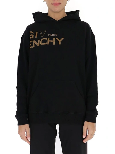 Shop Givenchy Logo Hoodie In Black