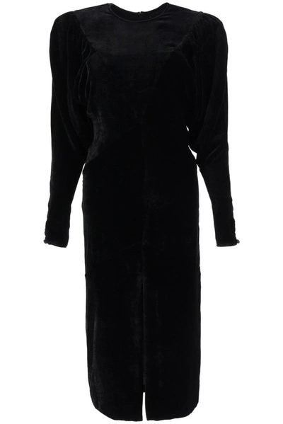 Shop Isabel Marant Puff Sleeve Midi Dress In Black