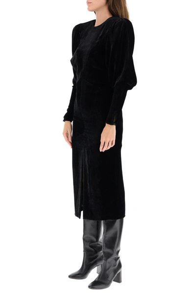 Shop Isabel Marant Puff Sleeve Midi Dress In Black