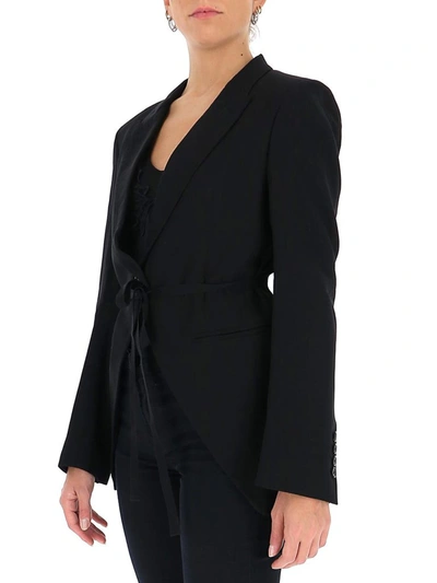 Shop Ann Demeulemeester Tie Detail Blazer In Black
