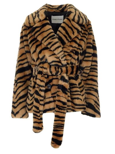 Shop Stand Studio Tiffany Tiger Print Belted Jacket In Multi