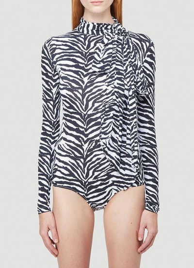 Shop Mm6 Maison Margiela Zebra Print Bodysuit In Multi