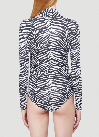 Shop Mm6 Maison Margiela Zebra Print Bodysuit In Multi