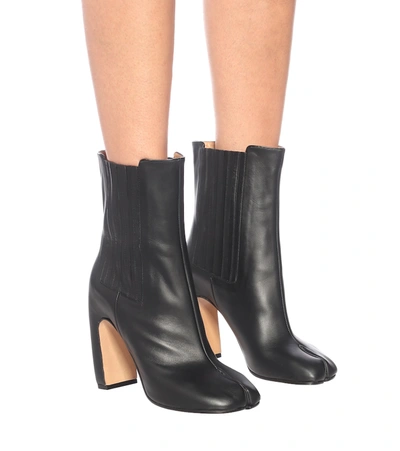 Shop Maison Margiela Tabi Leather Ankle Boots In Black
