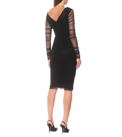 Shop Dolce & Gabbana Cotton-blend Tulle Midi Dress In Black