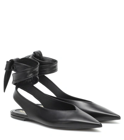 Shop Burberry Howe Leather Slingback Ballet Flats In Black