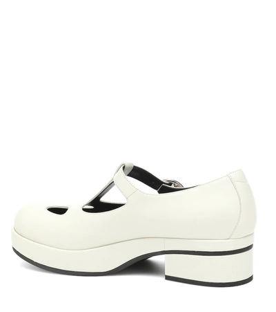 Shop Gucci Mary Jane Platform Leather Pumps In White