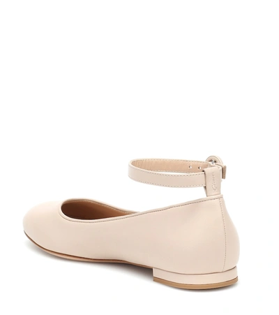 Shop Gianvito Rossi Virna Leather Ballet Flats In Beige