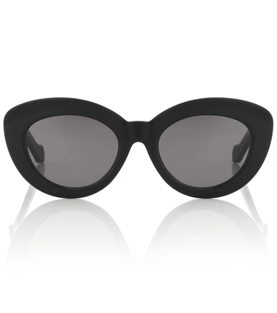 Shop Loewe Anagram Cat-eye Sunglasses In Shiny Black/smoke