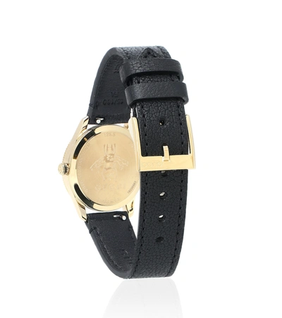 Shop Gucci G-timeless 29mm Leather Watch In Black