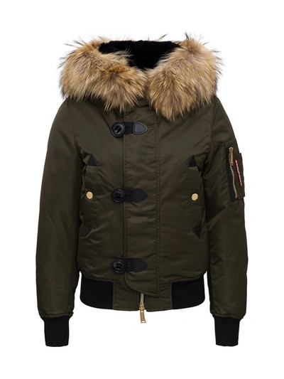 Shop Dsquared2 Hooded Down Jacket In Green