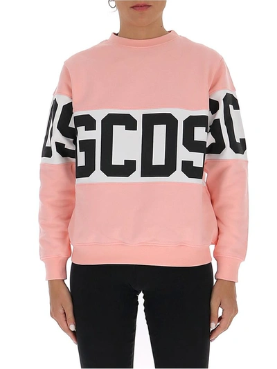 Shop Gcds Band Logo Crewneck Sweatshirt In Pink