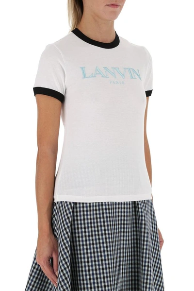 Shop Lanvin Logo Embroidered T In White