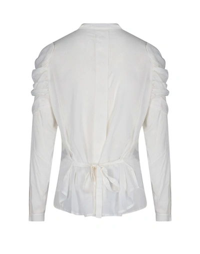 Shop Ann Demeulemeester Gathered Sleeve Shirt In White