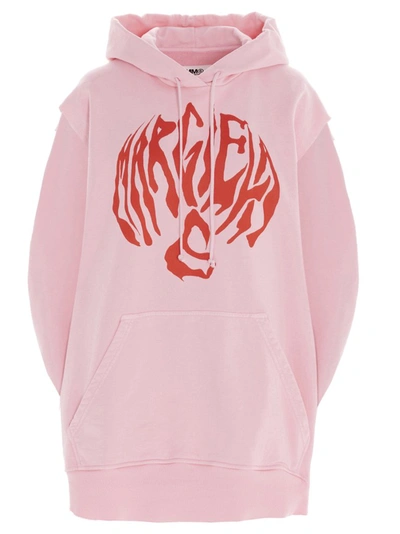 Shop Mm6 Maison Margiela Oversize Circle Hoodie In Pink