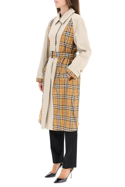 Shop Burberry Guisley Vintage Check Printed Trench Coat In Beige